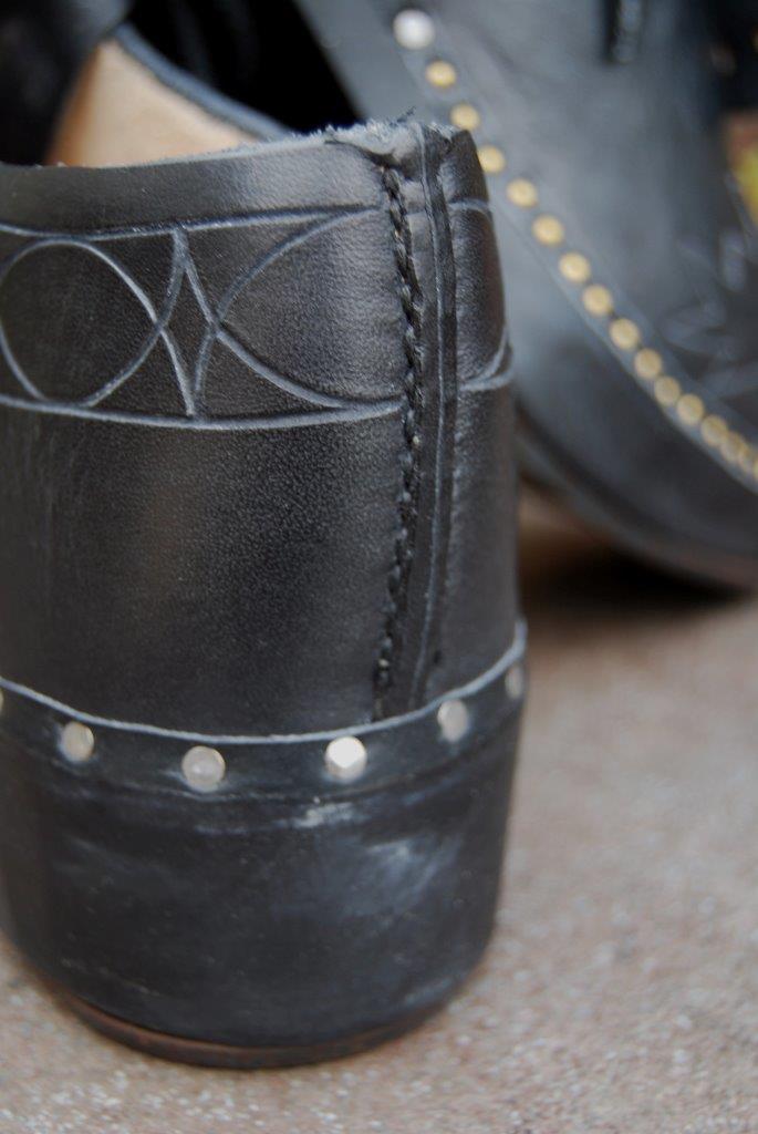 Morris dancing clogs with hand-stitched heel seam